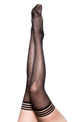 Kixies Ally Size B Thigh-Highs with Retro Polka Dot Design Hosiery